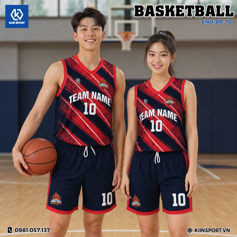 Bộ Quần Áo Bóng Rổ Thiết Kế Đẹp Màu Đỏ Xanh Navy – Sức Mạnh & Đẳng Cấp Sân Đấu